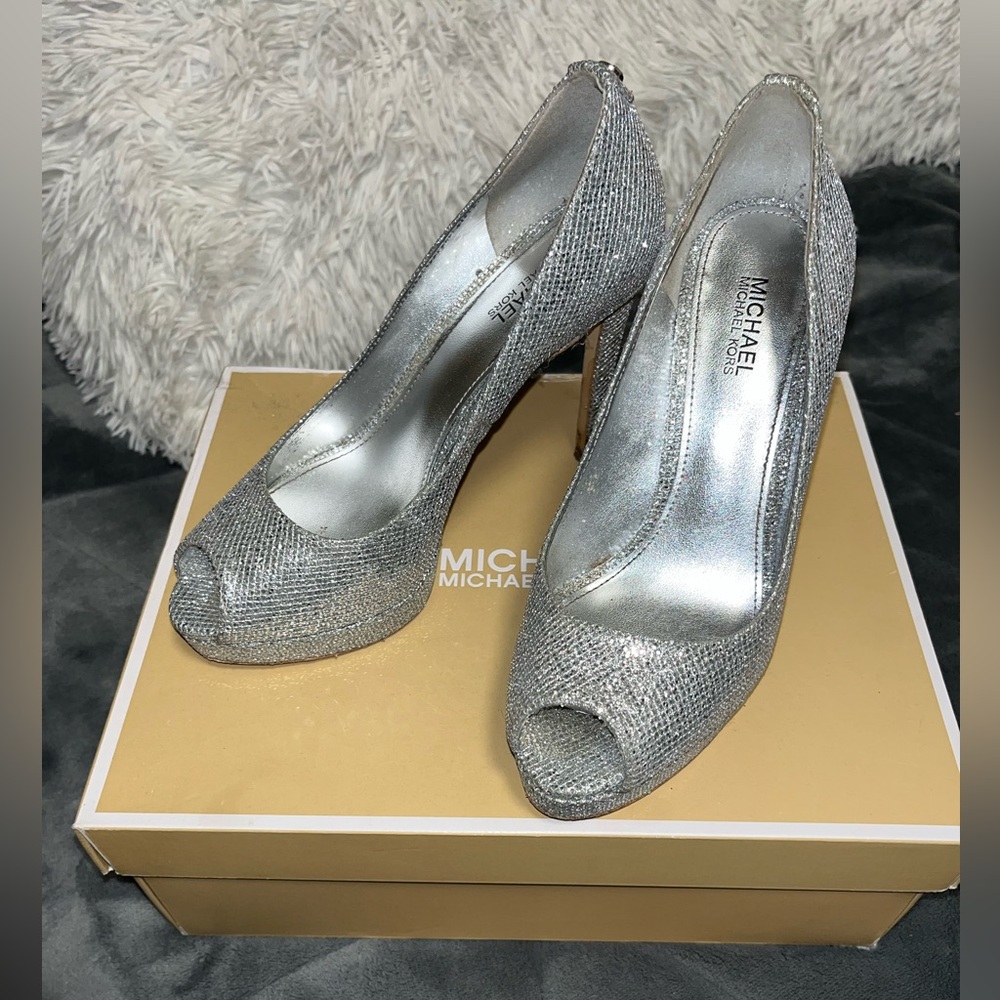 Michael Kors silver platform heels